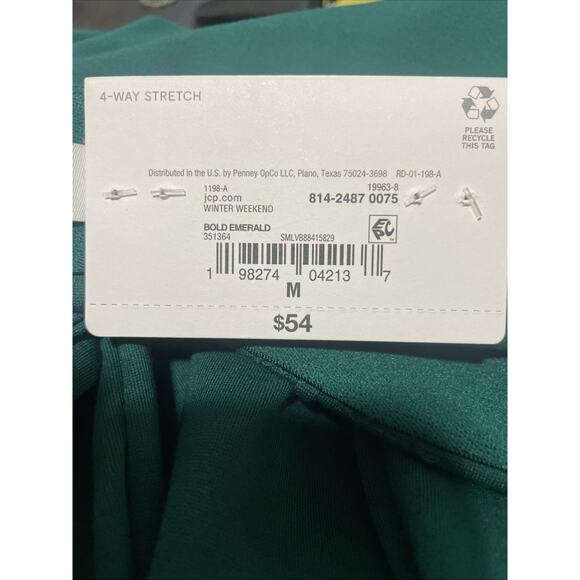 Liz Claiborne Medium Bold Emerald 4‎ Way Stretch Wide Leg Pants Work $54 - Picture 6 of 7